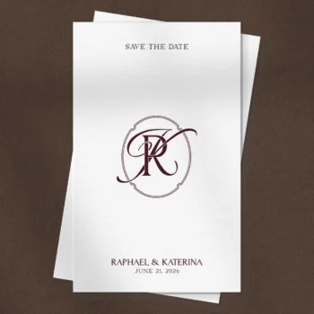 RK & KR Monogram | Wedding letter logo design Red RK and KR wedding monogram as luxury letter logo design on a textured save the date card for modern stationery and décor