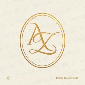Gold AZ and ZA monogram as elegant interlocking letter logo design for modern wedding stationery, wax seals, foil stamping, embossing and branding