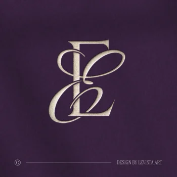 EE Monogram | Elegant letter logo design Silver EE letter logo as refined initials design on a lilac background for premium wedding stationery suite, wax seals, embossing and foil stamping