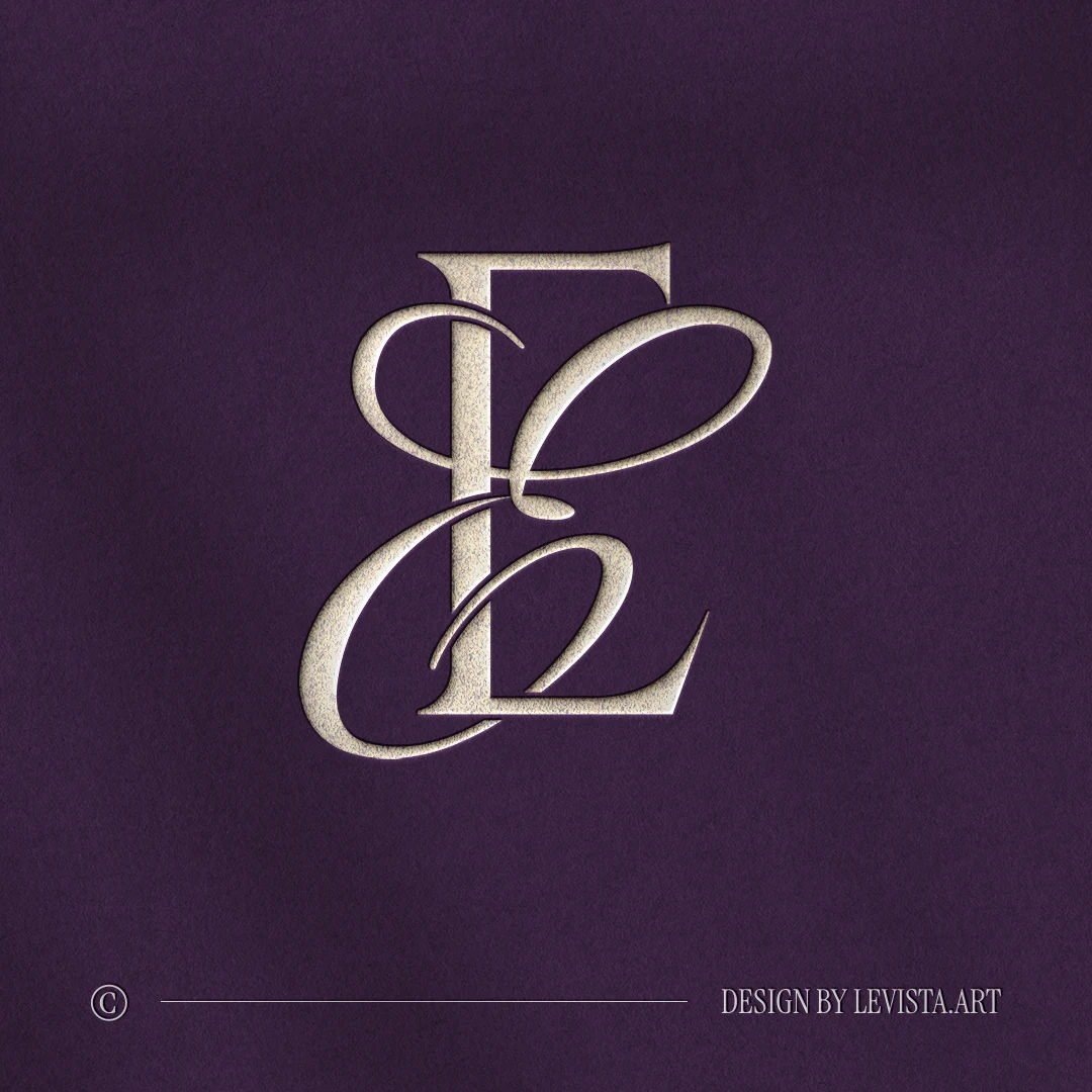 EE Monogram | Elegant letter logo design Silver EE letter logo as refined initials design on a lilac background for premium wedding stationery suite, wax seals, embossing and foil stamping