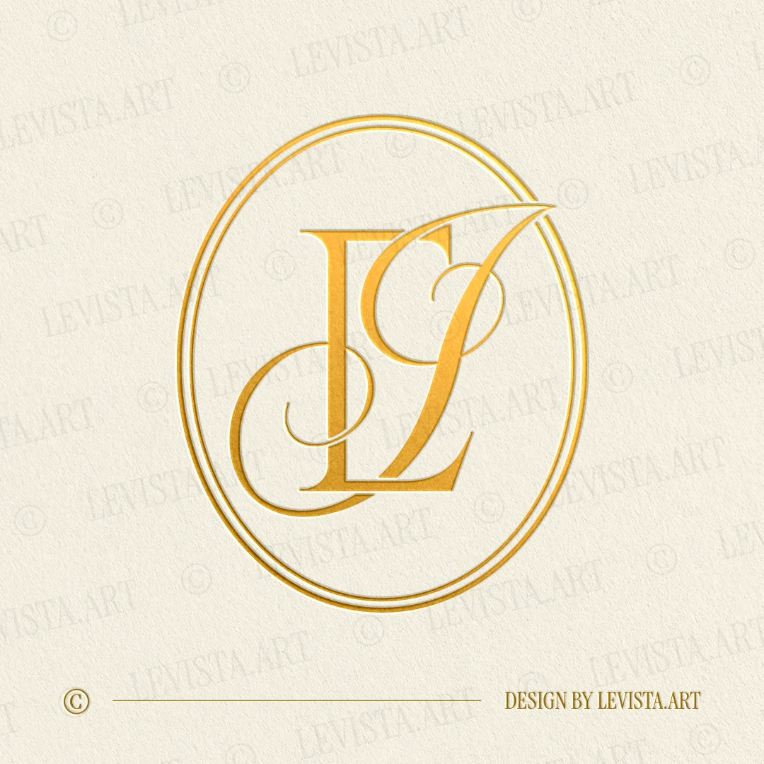 Gold EI and IE monogram as elegant interlocking letter logo design for exquisite wedding stationery, wax seals and branding