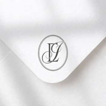 EI & IE Monogram | Elegant letter logo design Brown EI and IE letters as stylish initials logo on textured envelope for premium stationery wedding suite, signage, décor