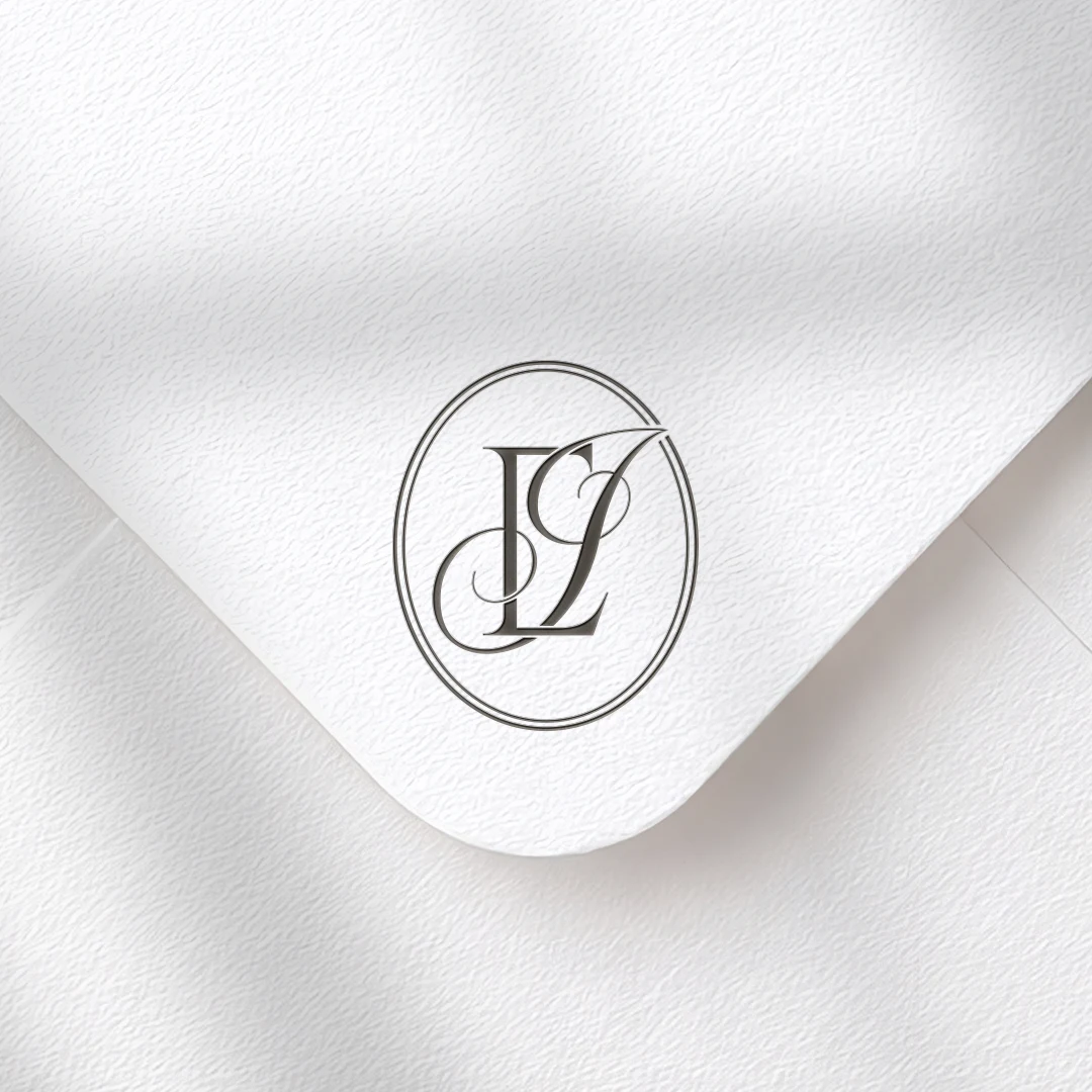 EI & IE Monogram | Elegant letter logo design Brown EI and IE letters as stylish initials logo on textured envelope for premium stationery wedding suite, signage, décor