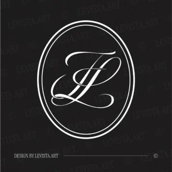 FL & LF Monogram | Elegant letter logo design White FL and LF initials as minimalist interlocking letter logo on black background for stylish weddings & gobo projections