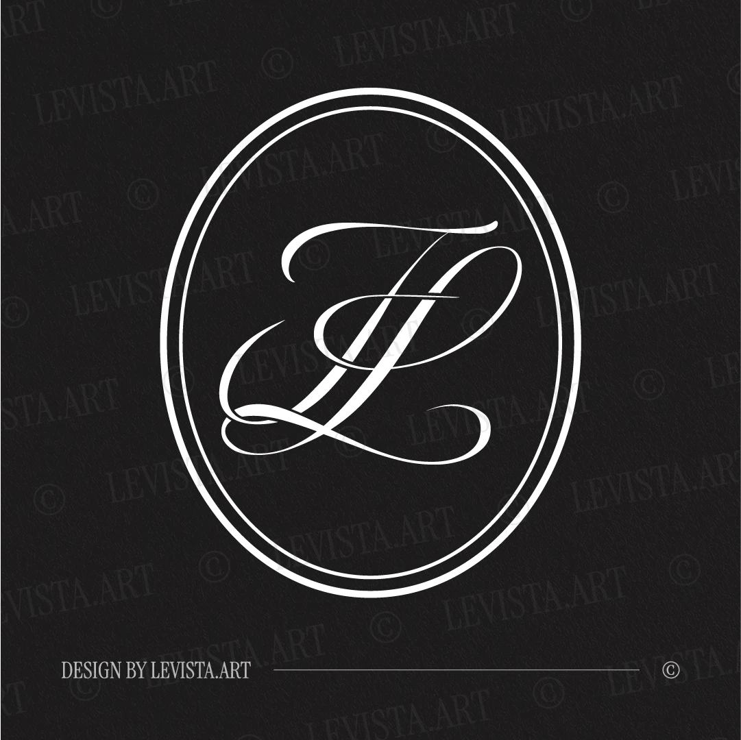 FL & LF Monogram | Elegant letter logo design White FL and LF initials as minimalist interlocking letter logo on black background for stylish weddings & gobo projections