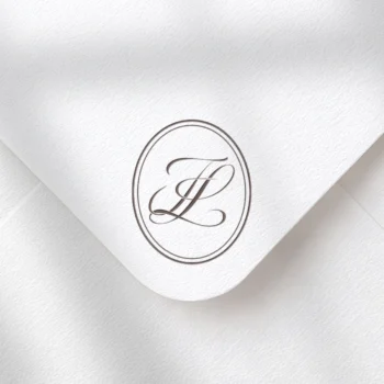 FL & LF Monogram | Elegant letter logo design Brown FL and LF wedding monogram as premium initials design on textured envelope for exquisite stationery, invites, mailing