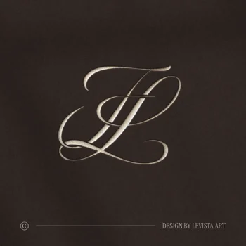 FL & LF Monogram | Elegant letter logo design Silver FL and LF letter logo as refined initials design on brown background for modern weddings, floor wrap, foil stamping