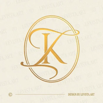 Gold KI and IK monogram as elegant interlocking letter logo design for luxury wedding stationery, wax seals, foil stamping, embossing and branding
