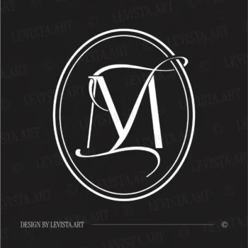 MI & IM Monogram logo | Elegant letter logo design White MI and IM letter logo as refined initials design on black background for exquisite wedding stationery suite, gobo projections and floor wrap