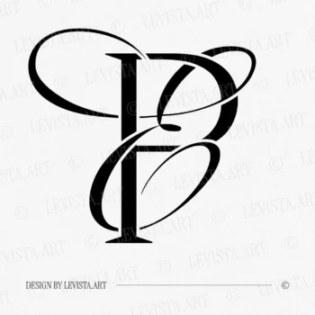 Black PE and EP wedding logo with semi-bold interlocking letters on a white background for premium stationery suite, embossing, quality letterpress and wax seals