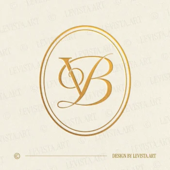 Gold VB and BV monogram as elegant interlocking letter logo design for refined wedding stationery, wax seals and branding