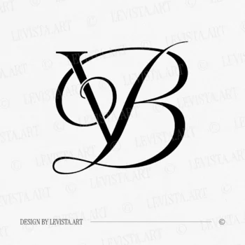 Black VB and BV wedding logo with interlocking letters on white background for stylish stationery, embossing & foil stamping