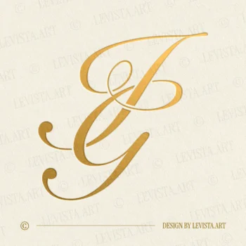 Gold IG monogram with smoothly curved thin lines as interlocking letter logo design for premium wedding stationery, wax seals, foil stamping, embossing and branding
