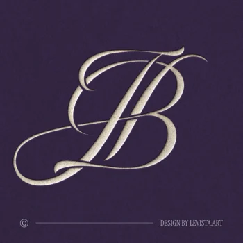 Silver JB letter logo as refined initials design on a rich lilac background for exquisite wedding stationery suite, wax seals, embossing and foil stamping