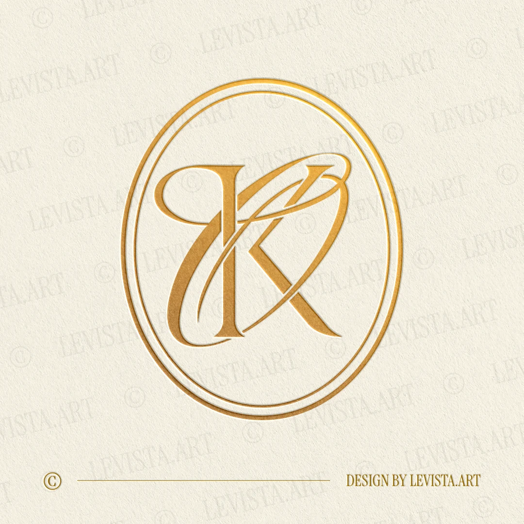KO & OK Monogram | Elegant letter logo design Gold KO and OK monogram as elegant interlocking letter logo design for stylish wedding stationery, wax seals, foil stamping, embossing and branding