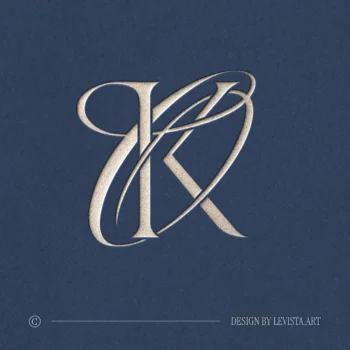 Silver KO and OK letter logo as refined initials design in modern style on a navy blue background for premium wedding stationery suite, wax seals, embossing and foil stamping