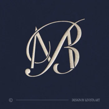 Silver MB and BM letter logo as refined initials design in modern minimalist style on a rich navy blue background for luxury wedding stationery suite, wax seals, embossing and foil stamping