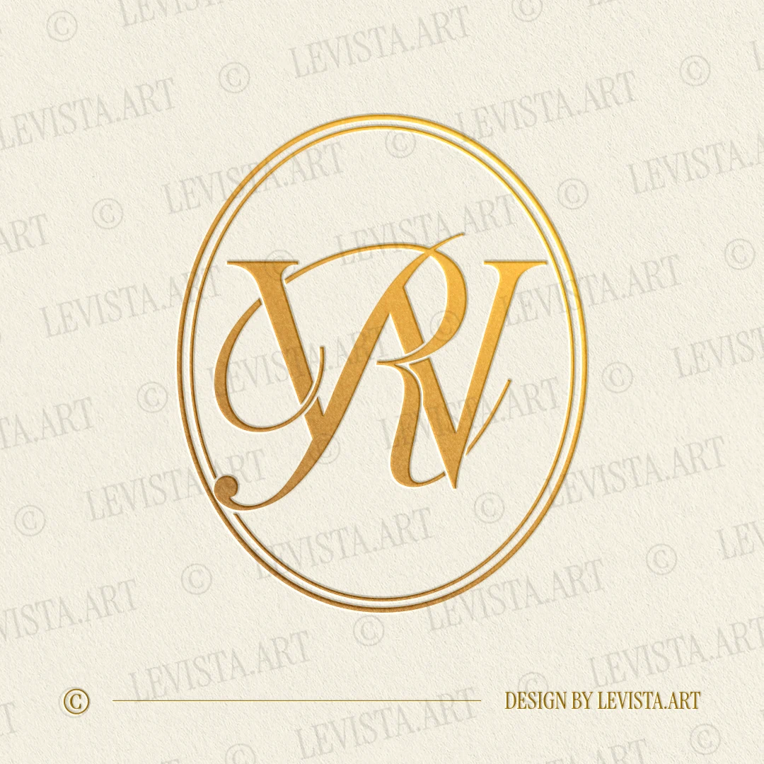RW & WR Monogram | Elegant letter logo design Gold RW and WR monogram as elegant interlocking letter logo design in modern minimalist style for stylish wedding stationery, wax seals, foil stamping, embossing and branding