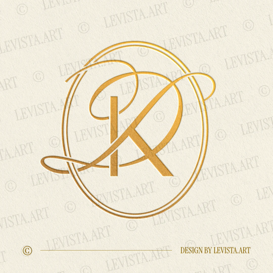 Gold KD and DK monogram logo as elegant interlocking lettermark design of straight K and artistic D letters in modern minimalist style for exquisite weddings and branding
