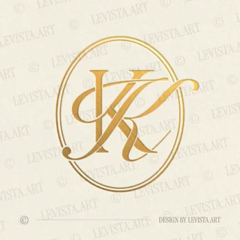 Gold KK monogram logo as elegant interlocking lettermark design in modern minimalist style for luxury wedding stationery, wax seals, foil stamping, embossing and branding