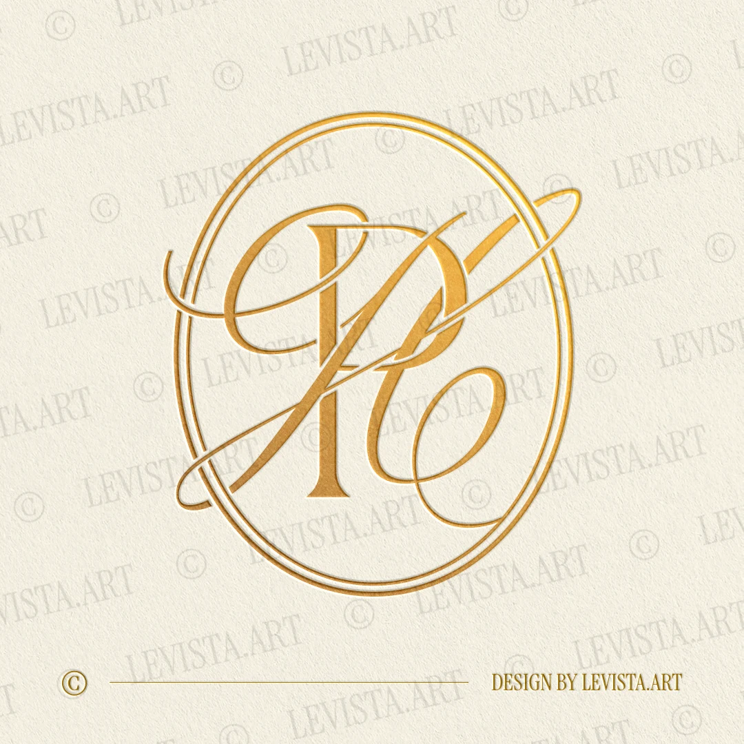 Gold PH and HP monogram logo as elegant interlocking lettermark design of straight classic P and artistically curved H letters, in modern minimalist style for exquisite weddings and branding